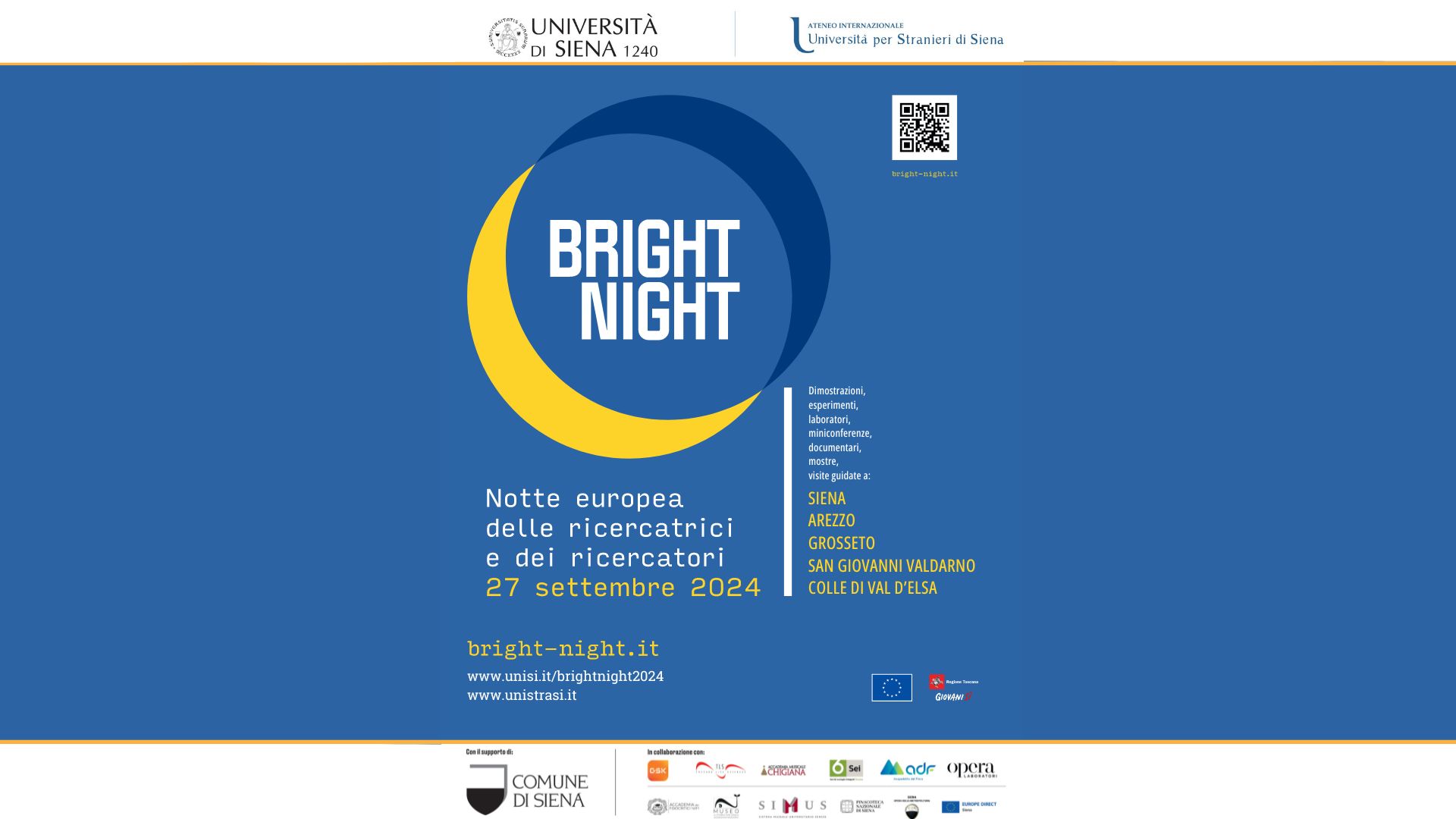 27 settembre 2024: Bright-Night - Notte europea delle Ricercatrici e dei Ricercatori.